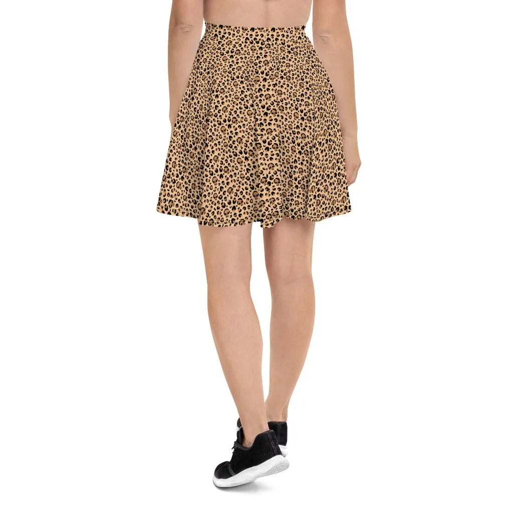 Skull Leopard Print Skater Skirt