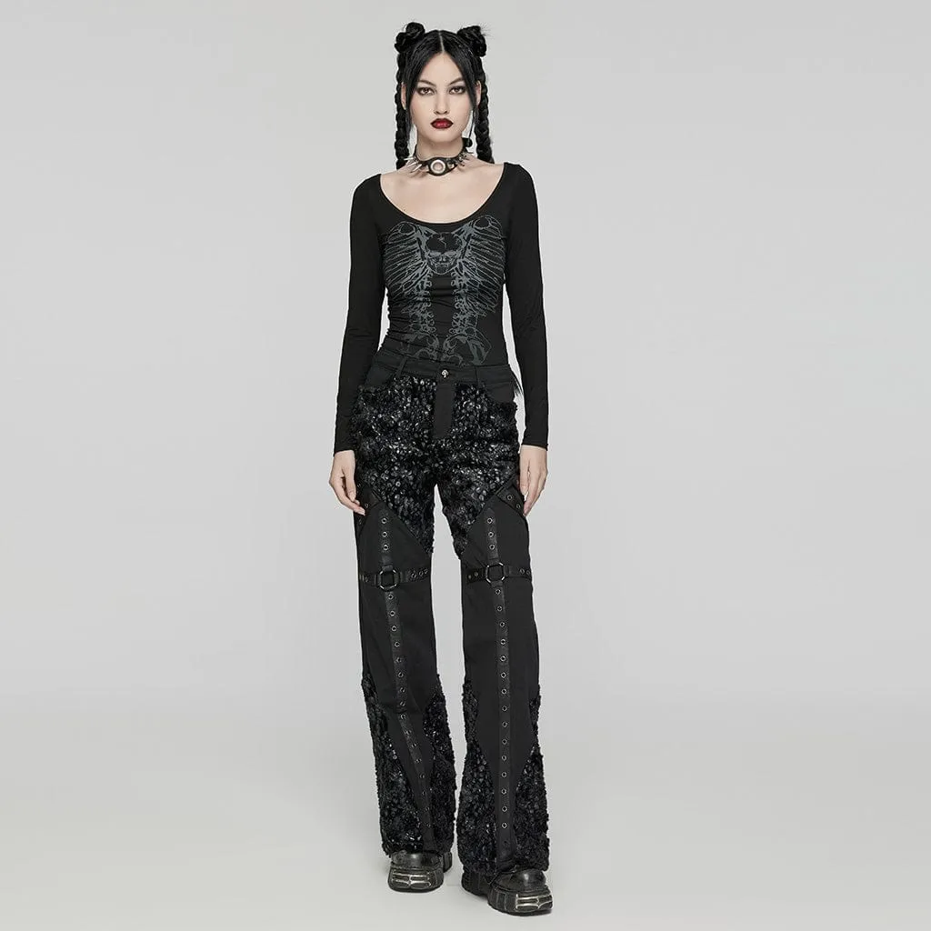 Women's Gothic Skeleton Printed T-shirt