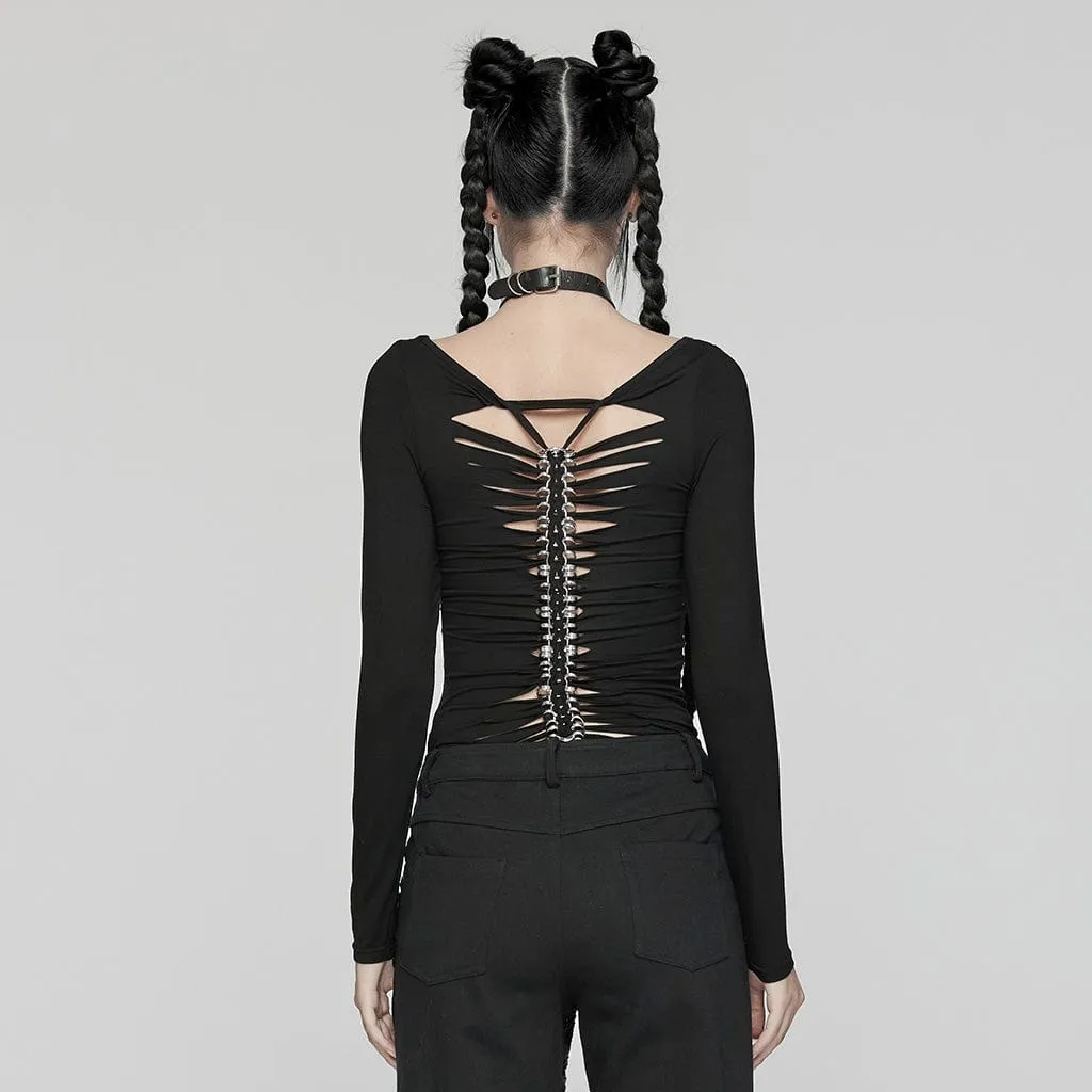 Women's Gothic Skeleton Printed T-shirt