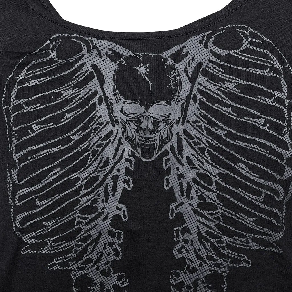 Women's Gothic Skeleton Printed T-shirt