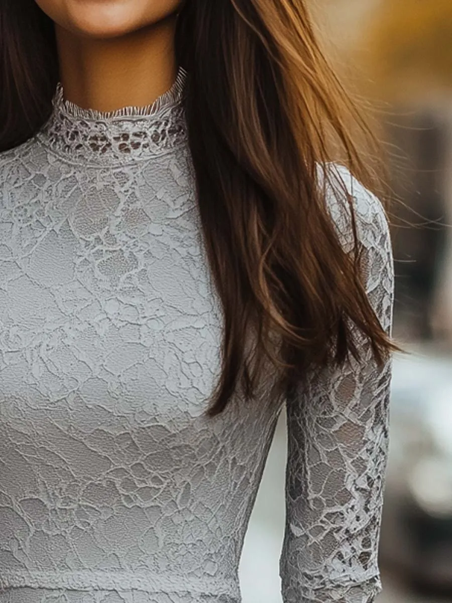 Women's Lace High-Neck Bodycon Dress