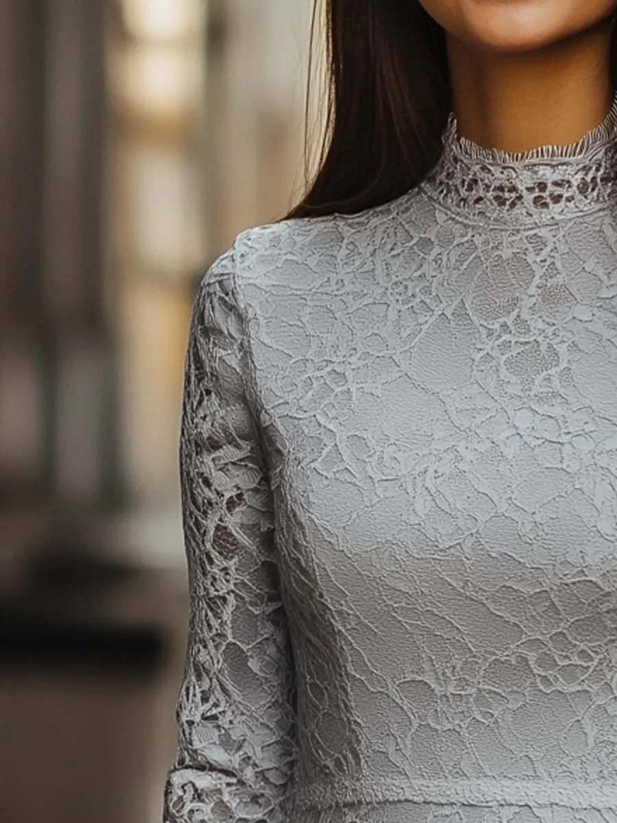 Women's Lace High-Neck Bodycon Dress
