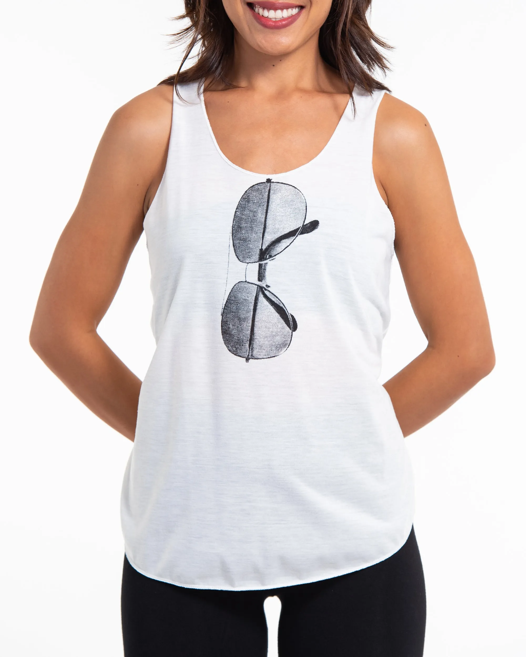 Womens Sunglasses Tank Top in White